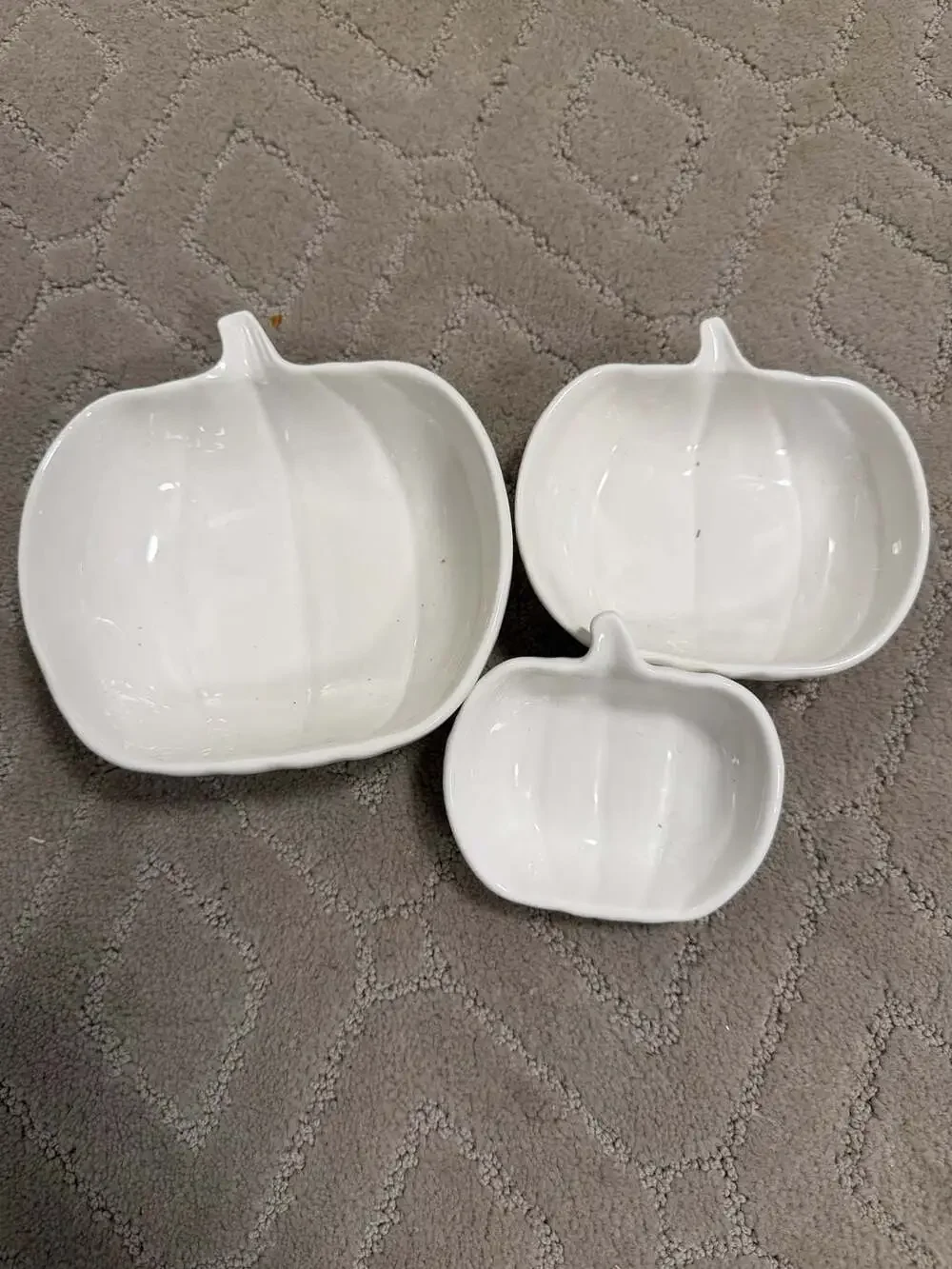 Fall Farmhouse Nested White Pumpkins Plate Set